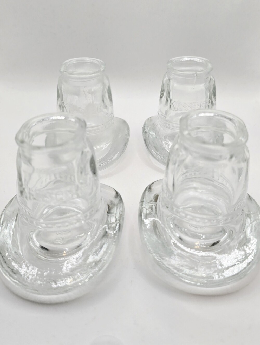 Vintage Cowboy Hat Shot Glasses Heavy Glass 80s